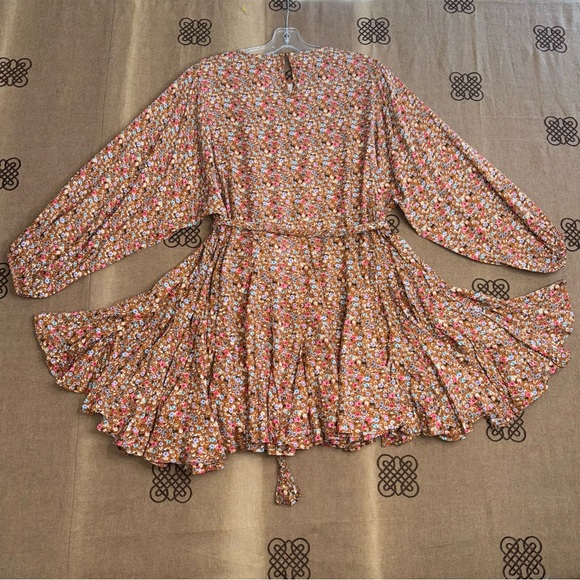 Aura Ella Mini Print Braided Brll Short Dress In Brown /Multi Floral Print - Picture 13 of 16